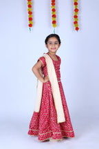 Banjara India Kutchi EmboidePink Yellow Girls Chaniya Choli with Dupatta (CC-BANDHEJ) - Pink
