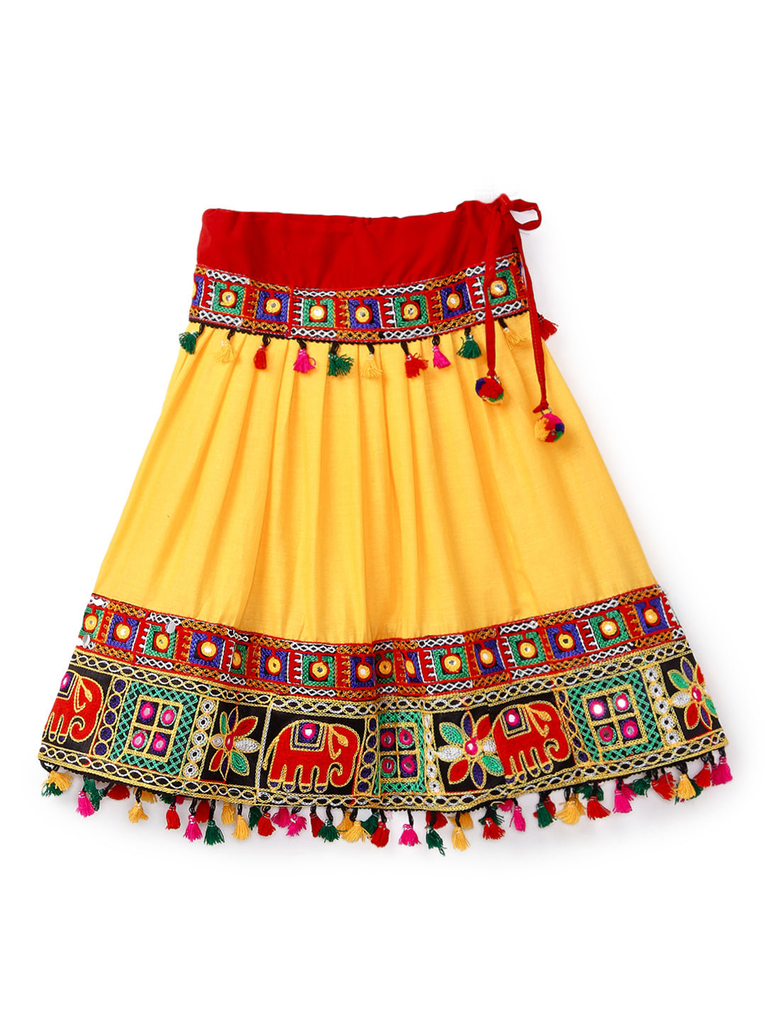 Banjara India Kutchi Embroidered Black Girls Chaniya Choli with Dupatta (CC-WILD) - Yellow