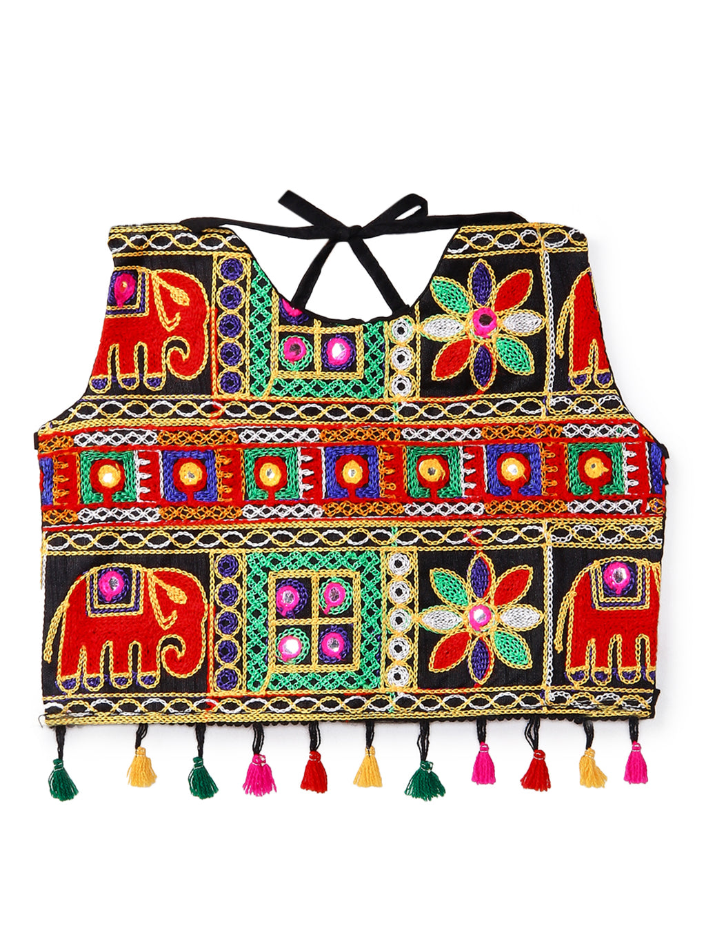 Banjara India Kutchi Embroidered Black Girls Chaniya Choli with Dupatta (CC-WILD) - Yellow