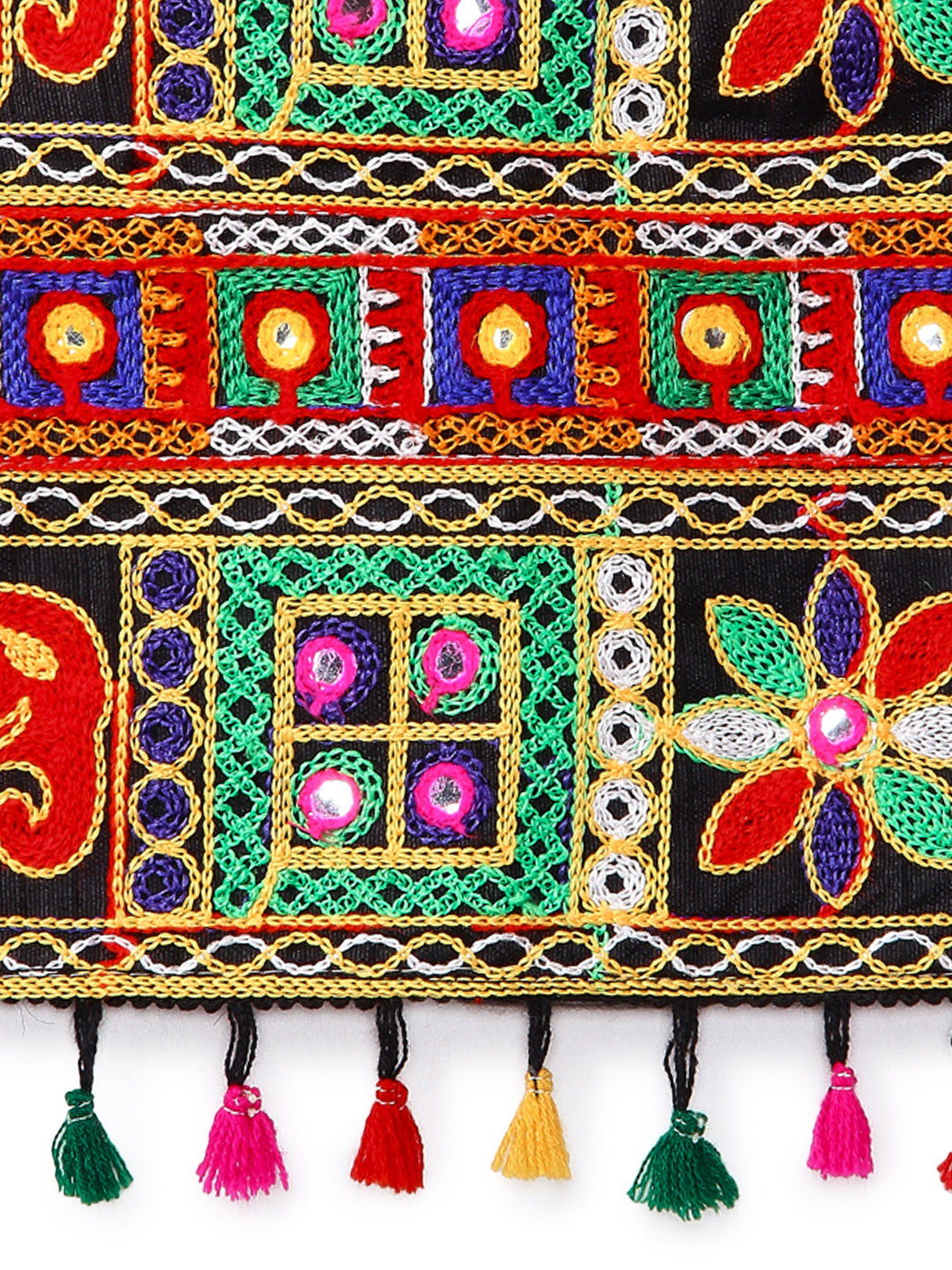 Banjara India Kutchi Embroidered Black Girls Chaniya Choli with Dupatta (CC-WILD) - Yellow