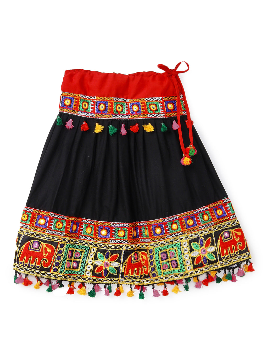Banjara India Kutchi Emboidered Black Girls Chaniya Choli with Dupatta (CC-WILD) - Black