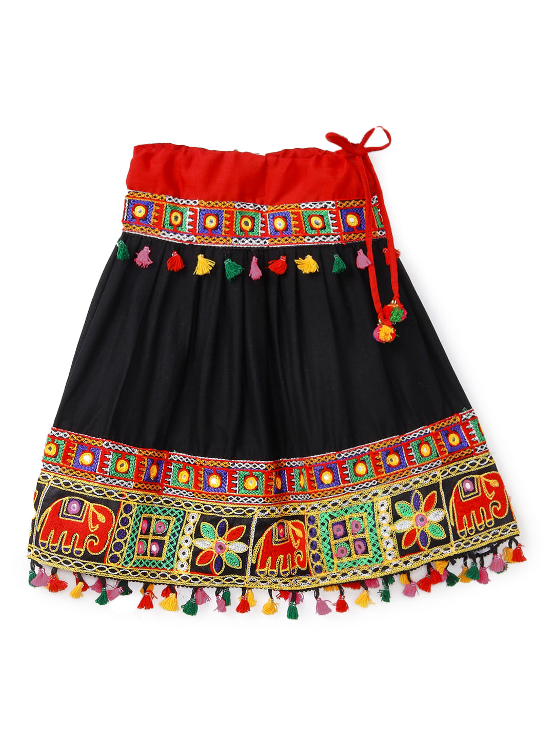Banjara India Kutchi Emboidered Black Girls Chaniya Choli with Dupatta (CC-WILD) - Black