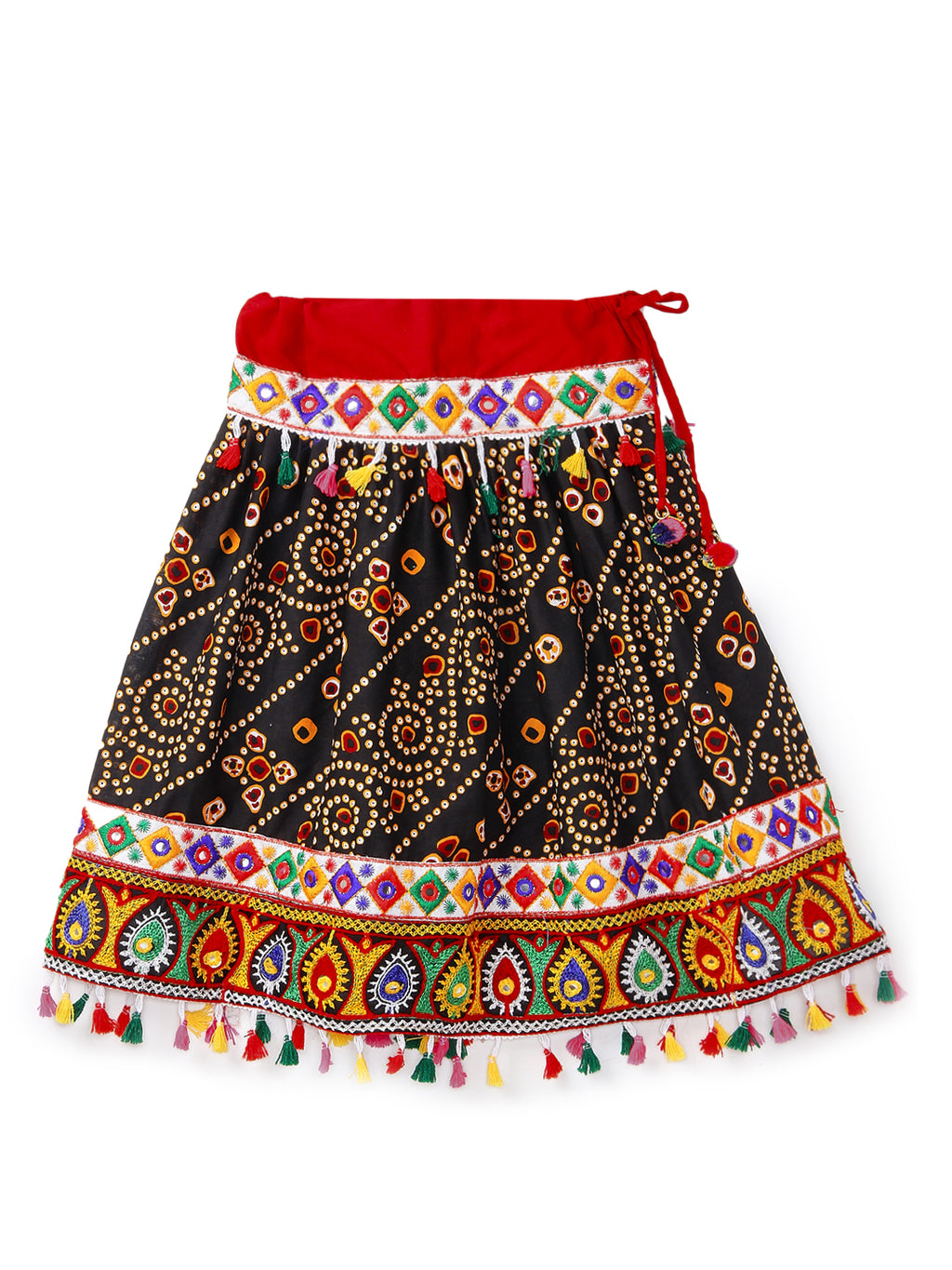 Banjara India Kutchi Emboidered Black Girls Chaniya Choli with Dupatta (CC-RJS) - Black