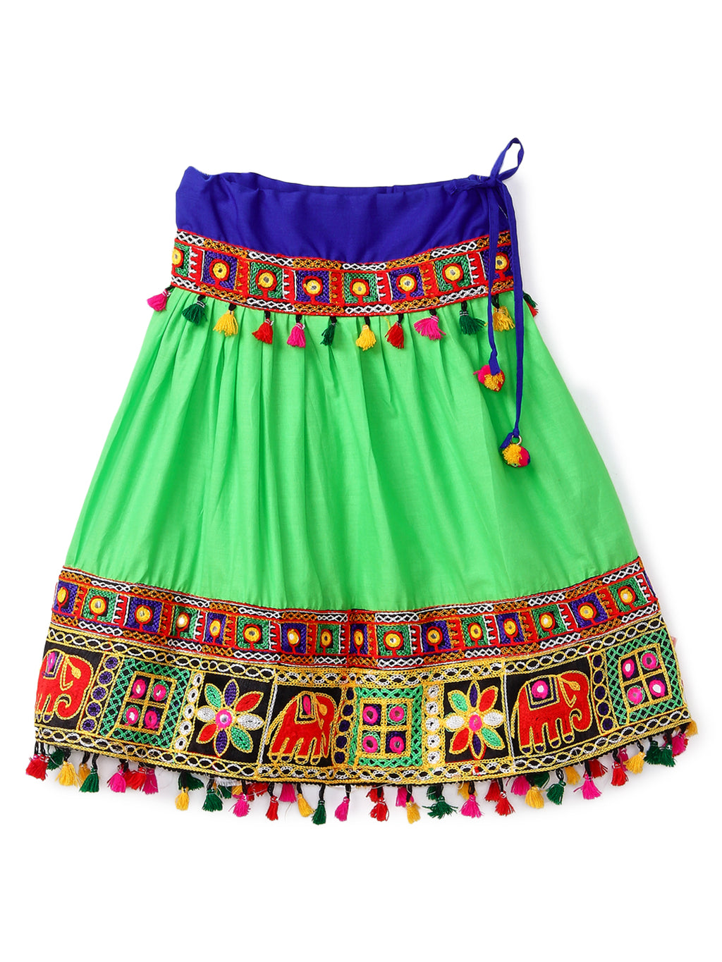 Banjara India Kutchi Emboidered Black Girls Chaniya Choli with Dupatta (CC-WILD) - Green