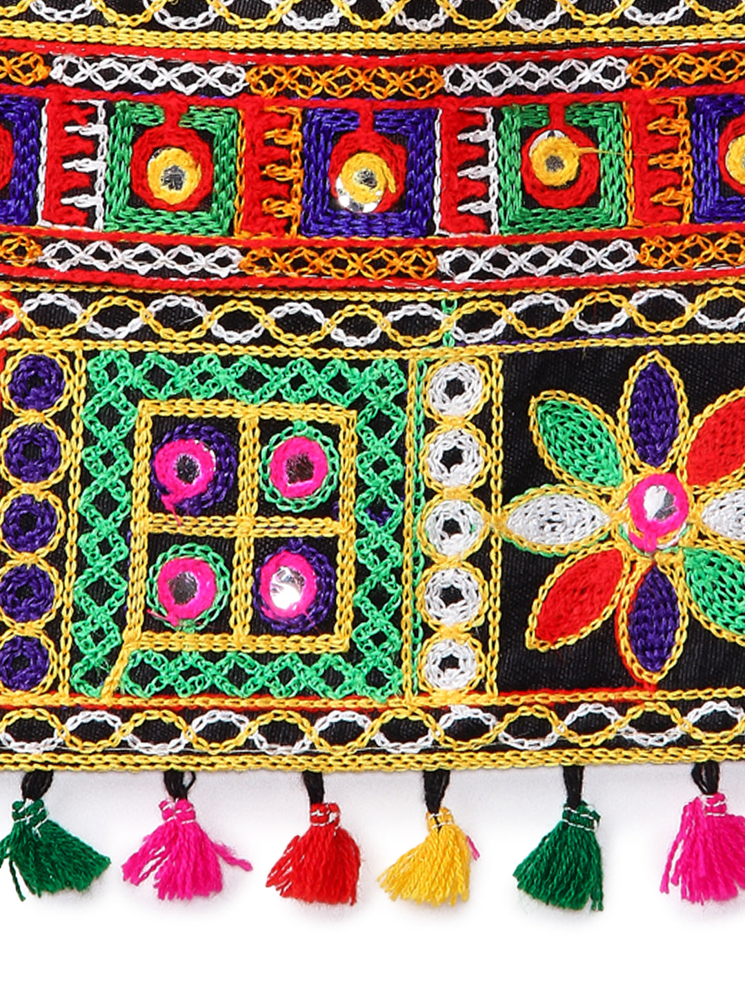 Banjara India Kutchi Emboidered Black Girls Chaniya Choli with Dupatta (CC-WILD) - Green