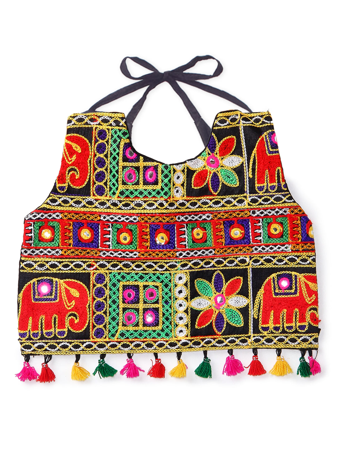 Banjara India Kutchi Emboidered Black Girls Chaniya Choli with Dupatta (CC-WILD) - Green