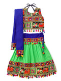 Banjara India Kutchi Emboidered Black Girls Chaniya Choli with Dupatta (CC-WILD) - Green