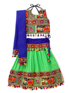 Banjara India Kutchi Emboidered Black Girls Chaniya Choli with Dupatta (CC-WILD) - Green