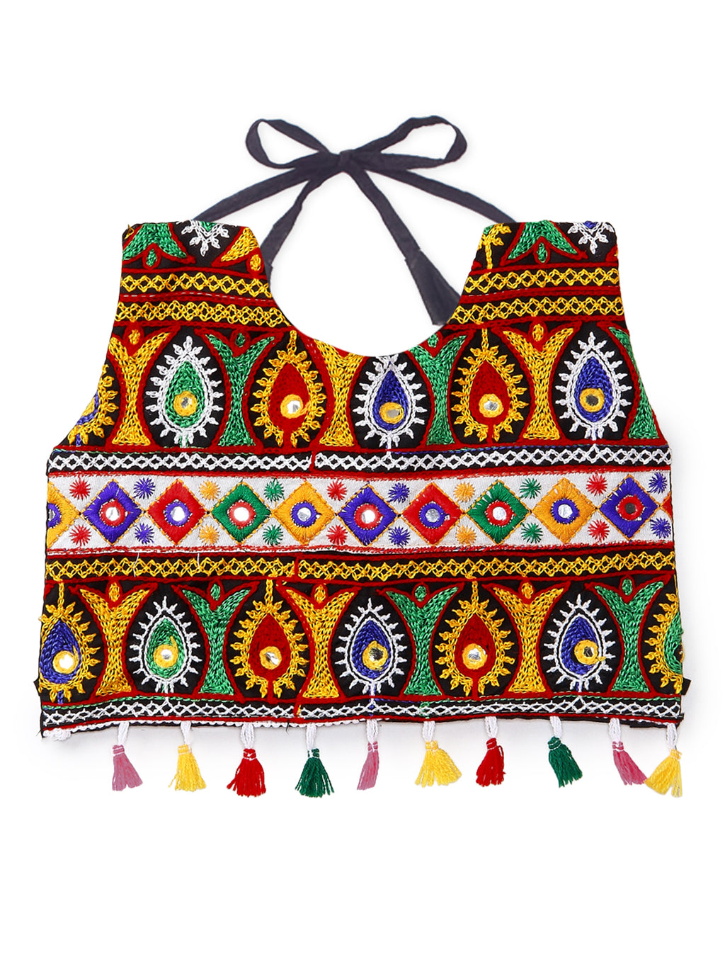Banjara India Kutchi Emboidered Black Girls Chaniya Choli with Dupatta (CC-RJS) - Black