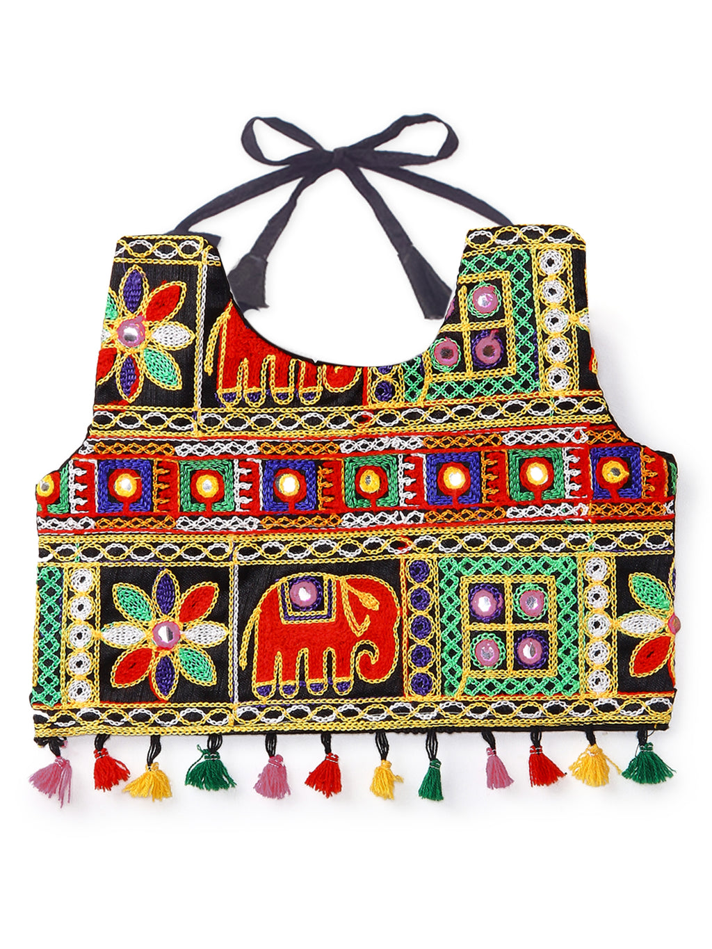 Banjara India Kutchi Emboidered Black Girls Chaniya Choli with Dupatta (CC-WILD) - Black