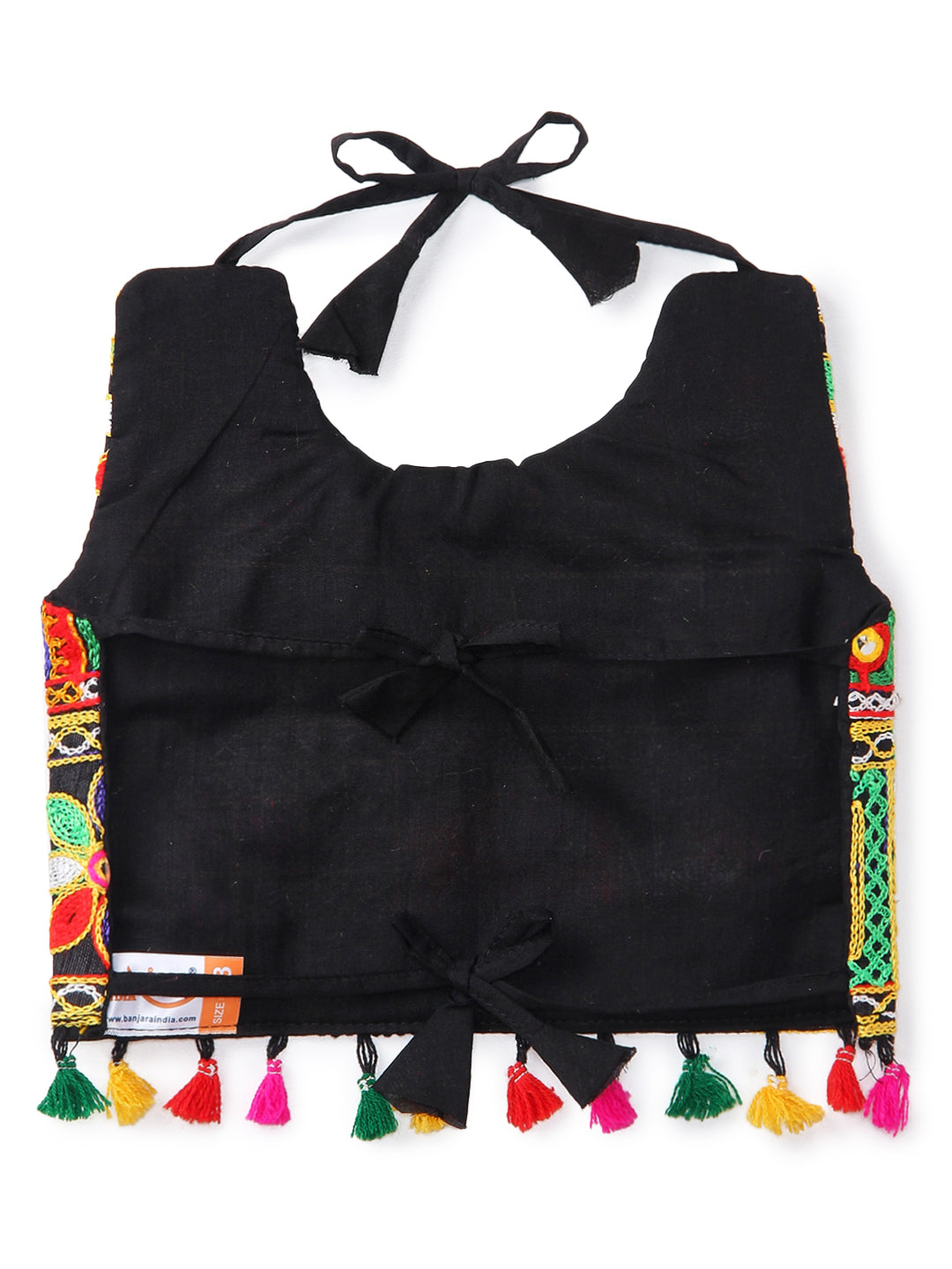 Banjara India Kutchi Emboidered Black Girls Chaniya Choli with Dupatta (CC-WILD) - Black
