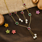 Charms Collection Gold Plated Pendant Set with Earrings for Women (NECK-10)