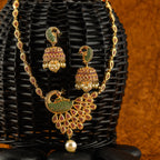 Charms Collection Gold Plated Pendant Set with Earrings for Women (NECK-08)