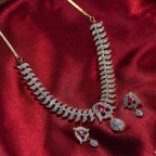 Charms Sparkling AD Jewellery Set with Earrings for Women/Girls (NECK-18)