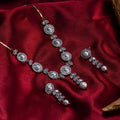 Charms Sparkling Silver AD Jewellery Set with Earrings for Women/Girls (NECK-20)