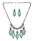 Sky Blue Stone Studded Metallic Set-3-J011