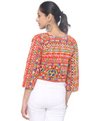 Banjara India Women's Cotton Blend Kutchi Embroidered Long Sleeve Jacket/Koti/Shrug  - JCK-HVY-Black