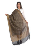 Banarasi Kora Silk Zari Dupatta - Karina-Black