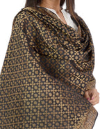 Banarasi Kora Silk Zari Dupatta - Karina-Black
