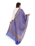Banarasi Kora Silk Zari Dupatta - Karina-Blue