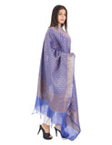 Banarasi Kora Silk Zari Dupatta - Karina-Blue