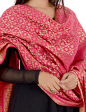 Banarasi Kora Silk Zari Dupatta - Karina-Pink