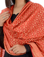 Banarasi Kora Silk Zari Dupatta - Karina-Red