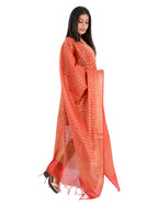 Banarasi Kora Silk Zari Dupatta - Karina-Red