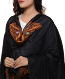 Banjara India Women's Pure Cotton Real Mirrorwork & Hand Embroidery Dupatta (Kuchi Lehriya) Black - KCH01 - Banjara India