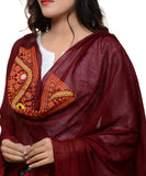 Banjara India Women's Pure Cotton Real Mirrorwork & Hand Embroidery Dupatta (Kuchi Lehriya) Maroon - KCH04 - Banjara India