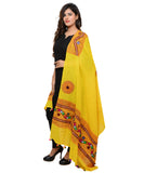 Banjara India Women's Pure Cotton Real Mirrorwork & Hand Embroidery Dupatta (Kuchi Lehriya) Lemon Yellow - KCH08 - Banjara India