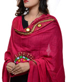 Banjara India Women's Pure Cotton Real Mirrorwork & Hand Embroidery Dupatta (Kuchi Lehriya) Pink - KCH09 - Banjara India