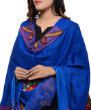 Banjara India Women's Pure Cotton Real Mirrorwork & Hand Embroidery Dupatta (Kuchi Lehriya) Blue - KCH12 - Banjara India