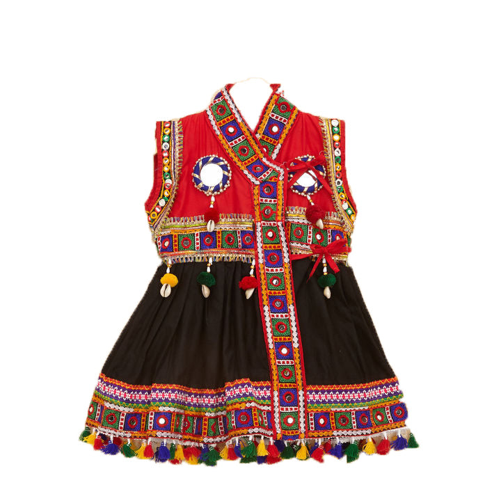 Embroidered Kedia Dhoti Set For Boys & Girls- KD-BGD-Black