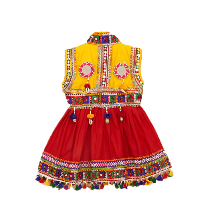 Embroidered Kedia Dhoti Set For Boys & Girls- KD-BGD-Red