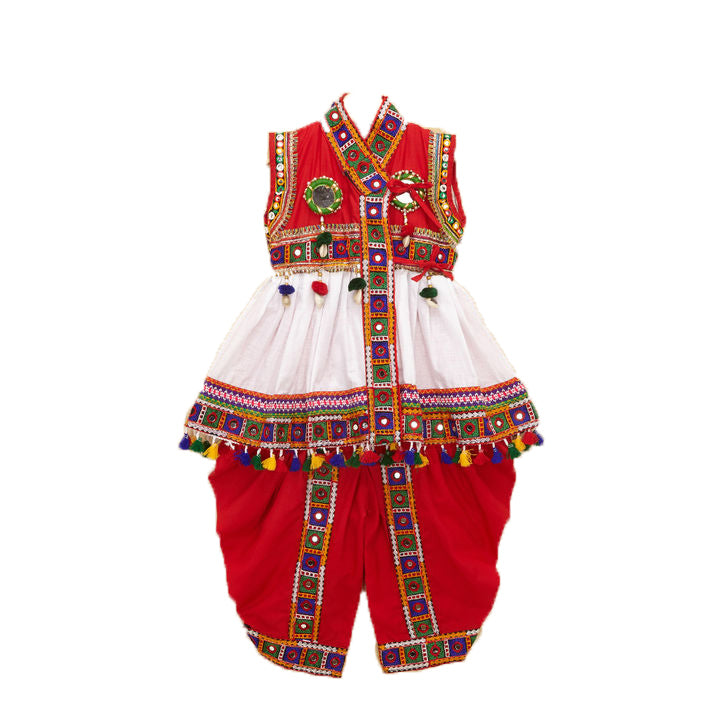 Embroidered Kedia Dhoti Set For Boys & Girls- KD-BGD-White