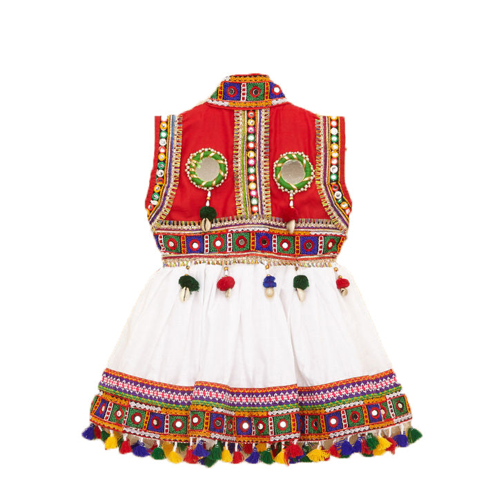 Embroidered Kedia Dhoti Set For Boys & Girls- KD-BGD-White