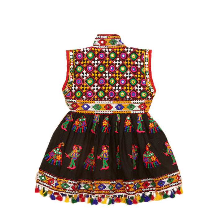 Embroidered Kedia Dhoti Set For Boys & Girls- KD-RGR-Black