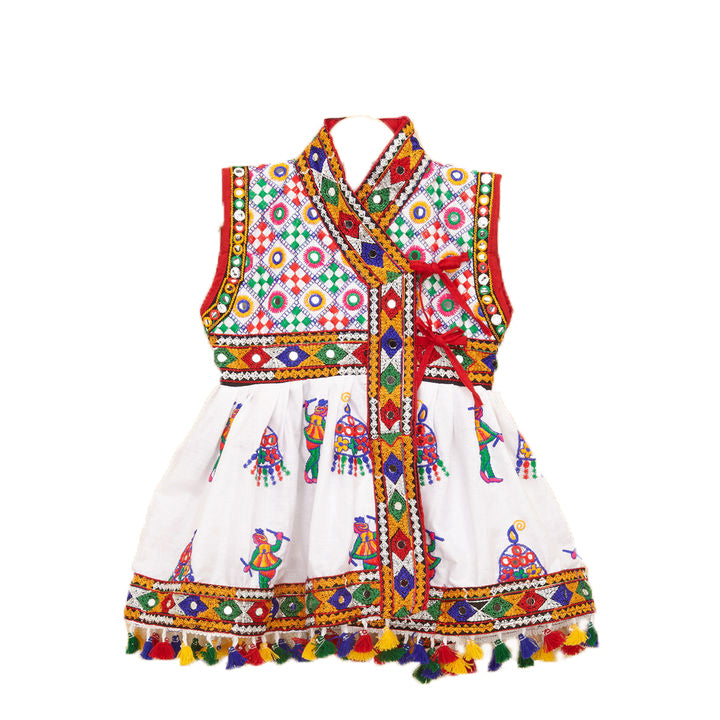 Embroidered Kedia Dhoti Set For Boys & Girls- KD-RGR-White