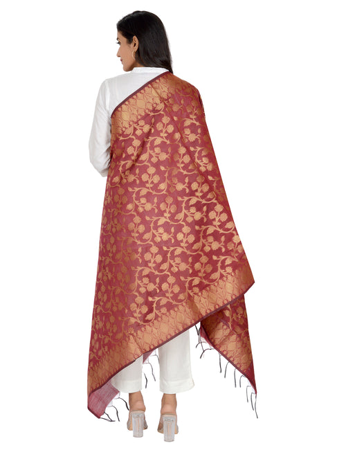 Banarasi Kora Silk Kiara Butti Dupatta- Maroon