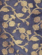 Banarasi Kora Silk Kiara Butti Dupatta- Navy Blue