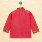 Kutchi Emboidered Kurta Pajama for Boys - Carrot