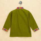Kutchi Emboidered Kurta Pajama for Boys - Dark Green