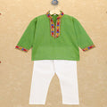 Kutchi Emboidered Kurta Pajama for Boys - Green