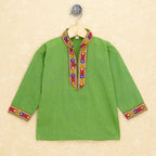 Kutchi Emboidered Kurta Pajama for Boys - Green