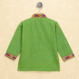 Kutchi Emboidered Kurta Pajama for Boys - Green