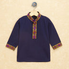 Kutchi Emboidered Kurta Pajama for Boys - Blue