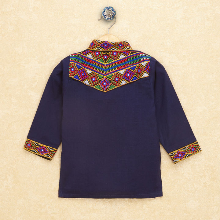 Kutchi Emboidered Kurta Pajama for Boys - Blue