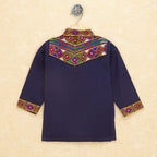 Kutchi Emboidered Kurta Pajama for Boys - Blue