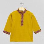 Kutchi Emboidered Kurta Pajama for Boys - Mustard
